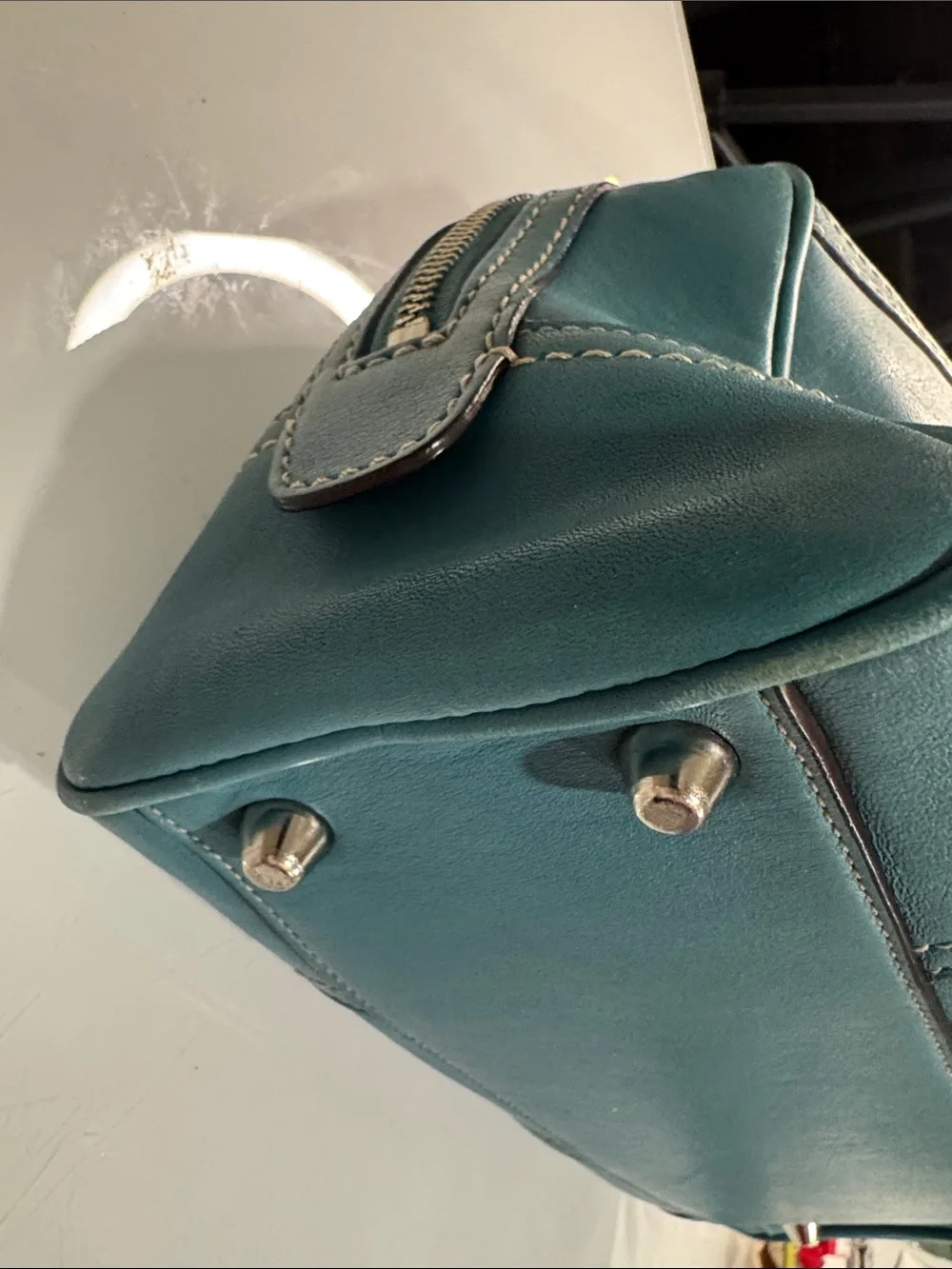 Coach Hamptons Teal Leather Satchel